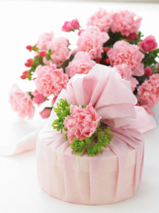 カーネーションでラッピング