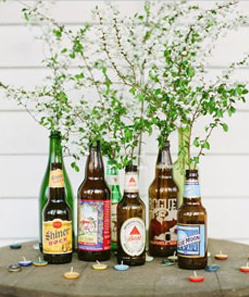 ビール瓶のリサイクル花瓶